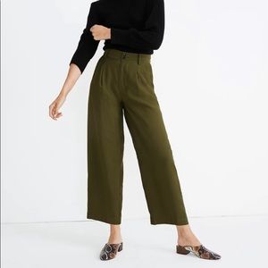 Madewell drapey pleated wide-leg pants color Kale